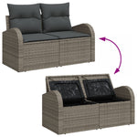 2-Sitzer Garten Sofa mit Stauraum & Kissen Grau Poly Rattan