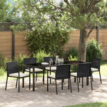 7-teilige Garten-Essgruppe aus schwarzem Poly-Rattan