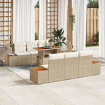 Garten Sofa Set 7-teilig Beige Rattan Garten Essgruppe