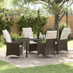 5-teilige Garten-Essgruppe mit Kissen, Braun Poly Rattan