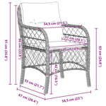 5-teiliges Garten Essgruppe mit Kissen Beige Poly Rattan