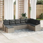 8-teiliges Garten Essaloha mit Kissen Lichtgrau Poly Rattan