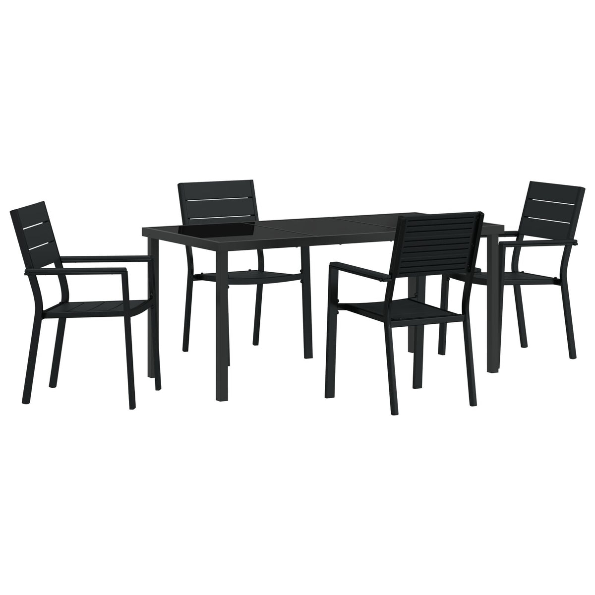 5-teilige Garten Essgruppe Schwarz HDPE