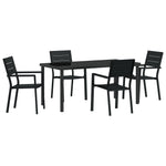 5-teilige Garten Essgruppe Schwarz HDPE