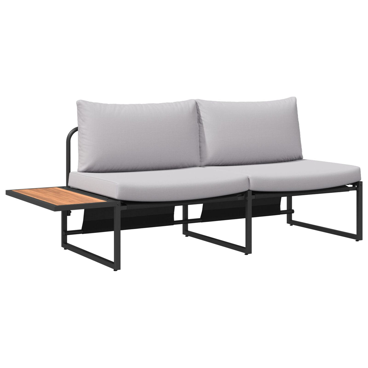 2-Sitzer Garten-Sofa mit hellgrauen Kissen