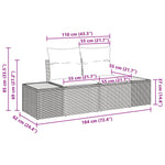 2-Sitzer Gartensofa mit Kissen Grau Poly Rattan