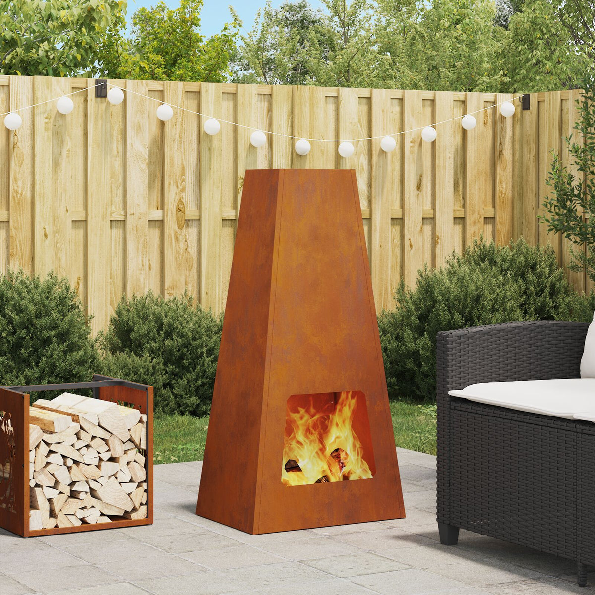 Feuerschale 50x35x100 cm Wetterfestes Stahl