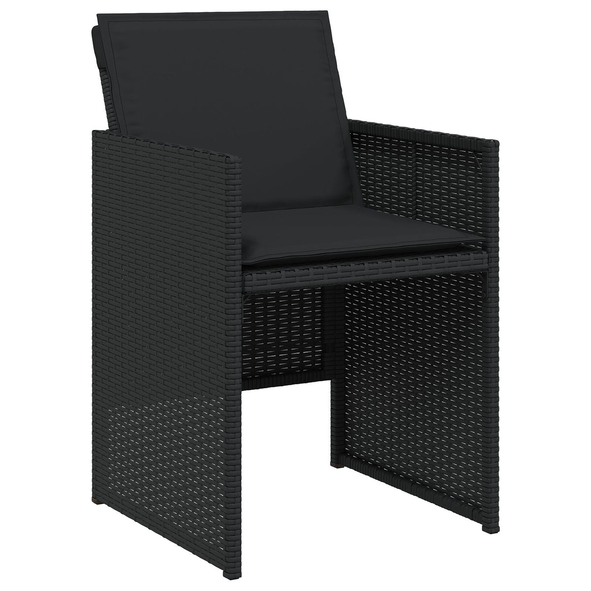 9-teilige Garten Essgruppe mit Kissen - Schwarzes Poly-Rattan