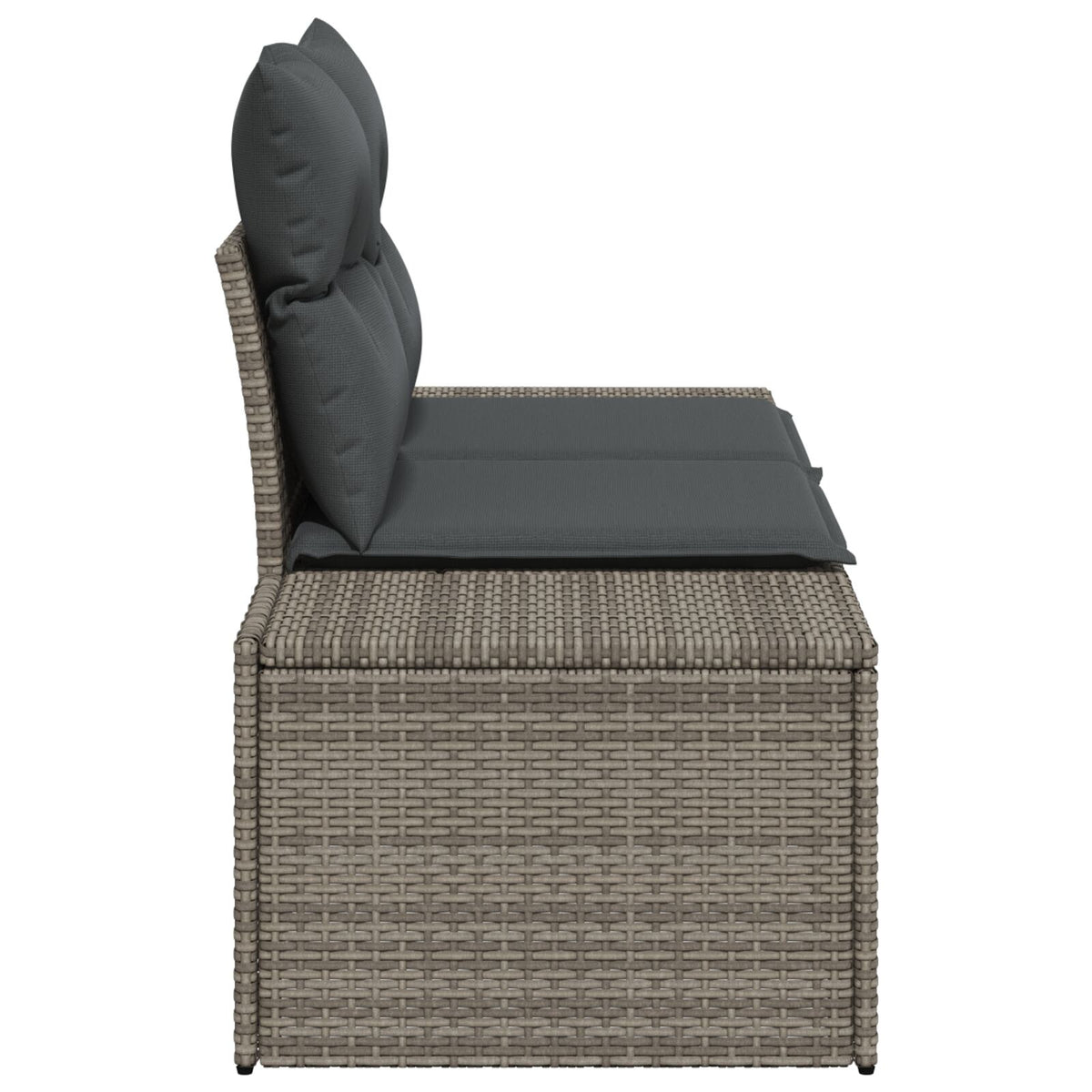 2-Sitzer Garten Sofa mit Kissen grau Poly Rattan