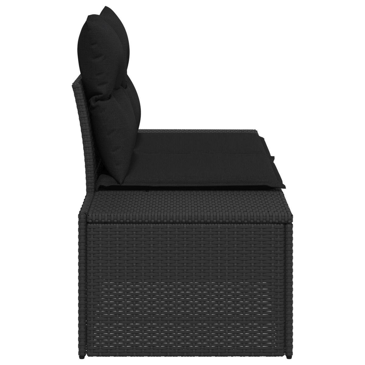 2-Sitzer Garten Sofa mit Stauraum & Kissen Schwarz Poly-Rattan
