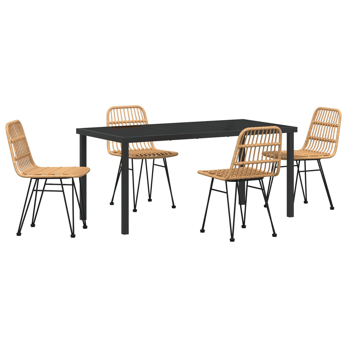 5-teiliges Garten-Essgruppe Braun Poly Rattan