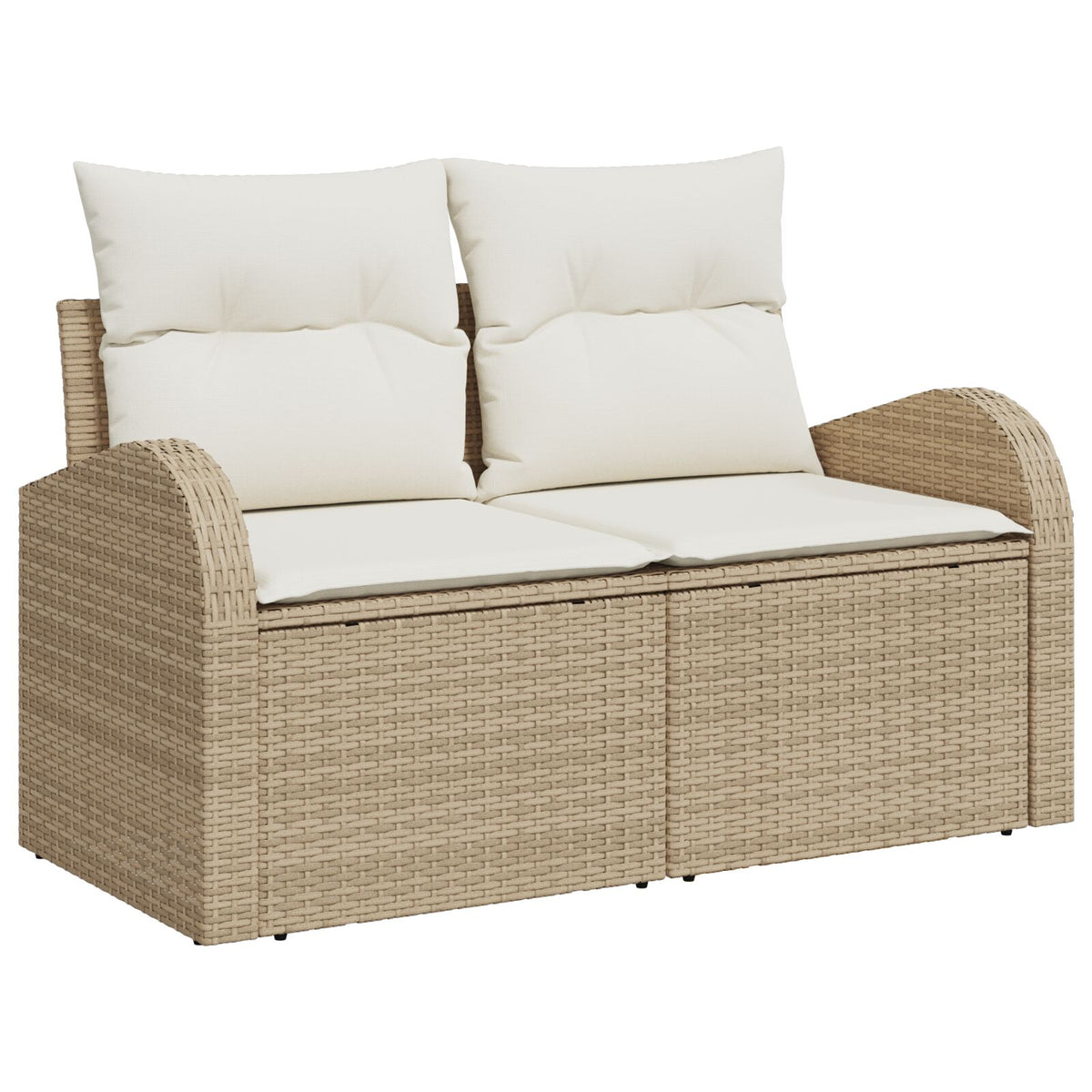 2-Sitzer Garten Sofa mit Kissen Beige Poly-Rattan