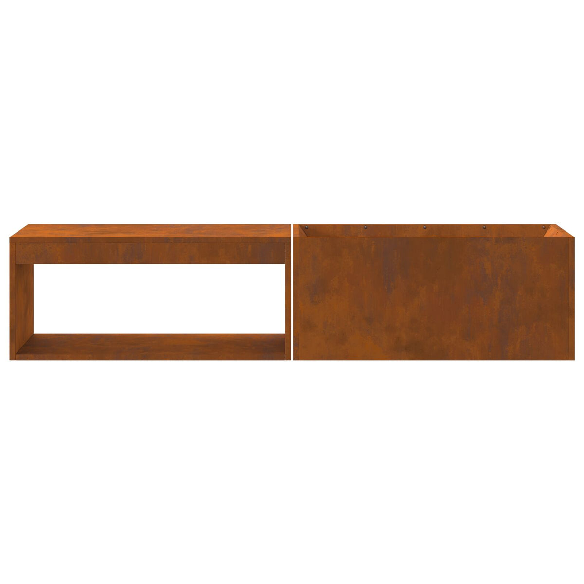 Feuerstelle mit Holzlager 160x45x35 cm Wetterfester Stahl