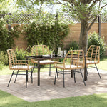 5-teiliges Garten-Essgruppe mit Kissen Braun Poly-Rattan