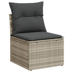 8-teiliges Garten Essaloha mit Kissen Lichtgrau Poly Rattan