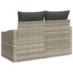 2-Sitzer Garten-Sofa mit Kissen Grau Poly Rattan
