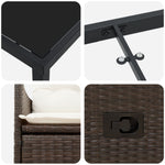 5-teilige Garten-Essgruppe mit Kissen, Braun Poly Rattan
