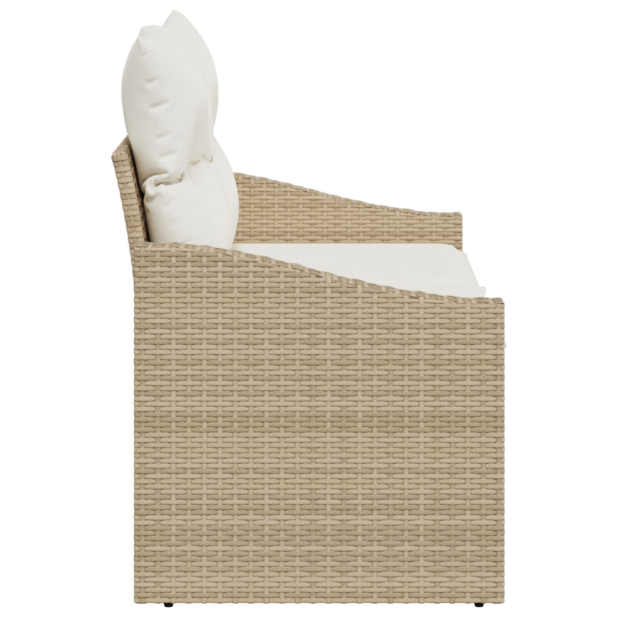 2-Sitzer Garten-Sofa mit Stauraum & Kissen Beige Poly Rattan