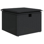 7-teiliges Garten Essgruppe mit Kissen Schwarz Poly Rattan Akazie