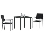3-teiliges Garten-Essgruppen-Set Schwarz Poly-Rattan