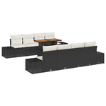Garten Sofagruppe Set aus 7 Schwarz Kunst-Rattan, Polyester