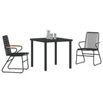 3-teilige Garten-Essgruppe Schwarz PVC Rattan