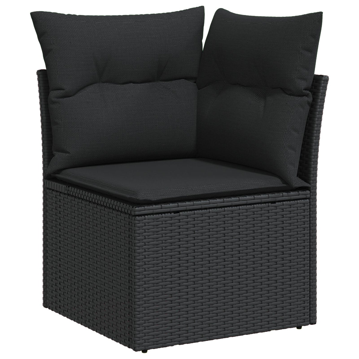 7-teiliges Garten Essgruppe mit Kissen Schwarz Poly Rattan Akazie