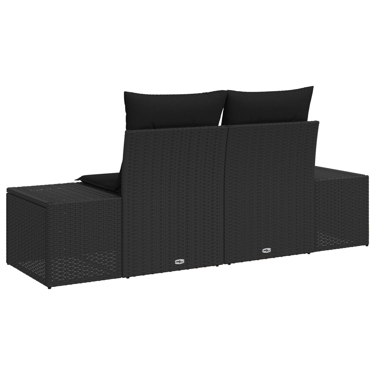 2-Sitzer Garten Sofa mit Stauraum & Kissen Schwarz Poly-Rattan