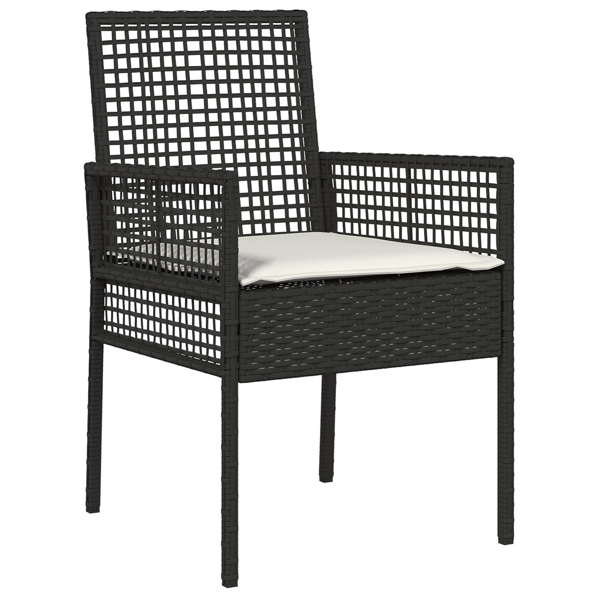 5-teilige Garten Essgruppe mit Kissen Schwarz Poly-Rattan