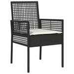 5-teilige Garten Essgruppe mit Kissen Schwarz Poly-Rattan