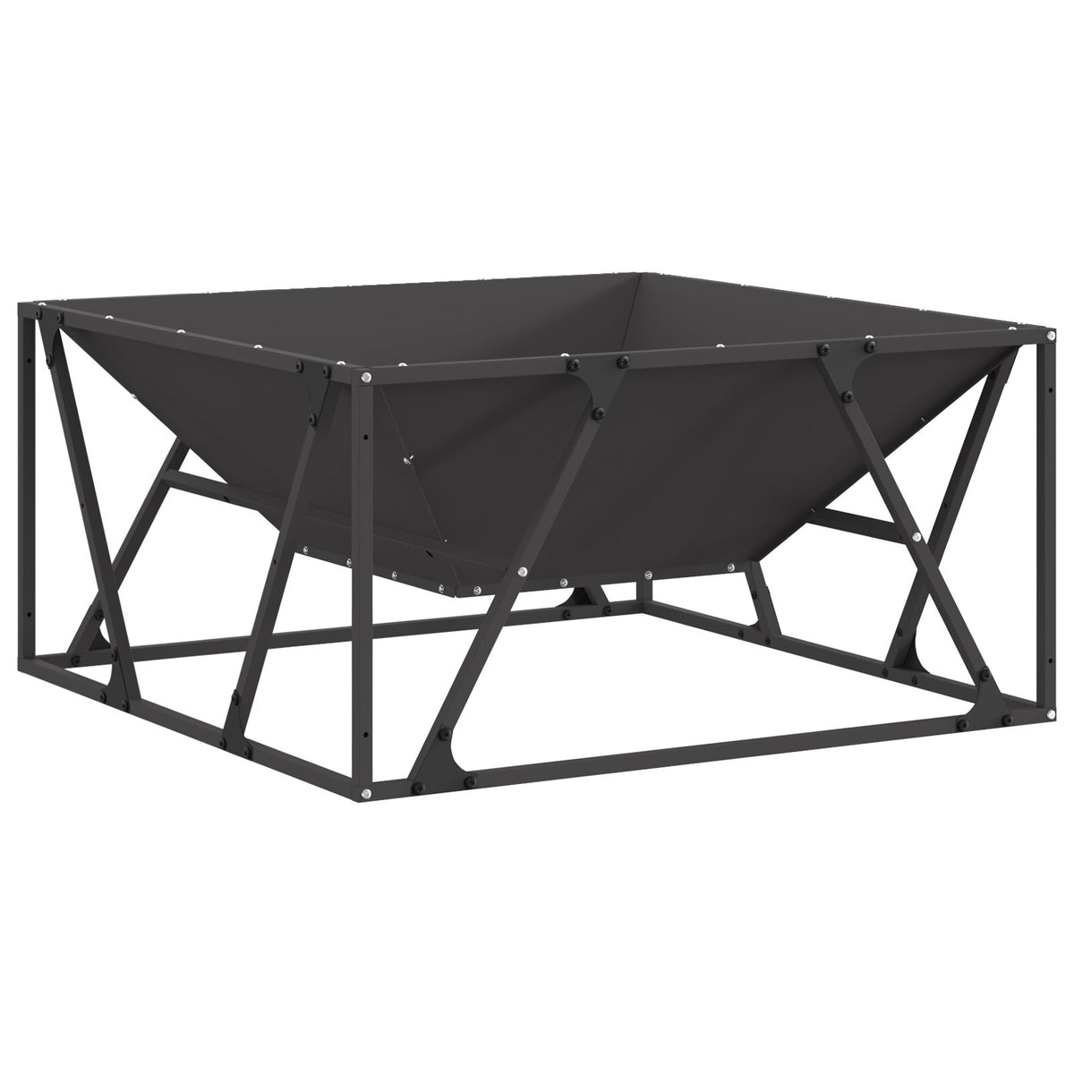 Feuerstelle Quadrat Schwarz 80x80x40 cm Stahl