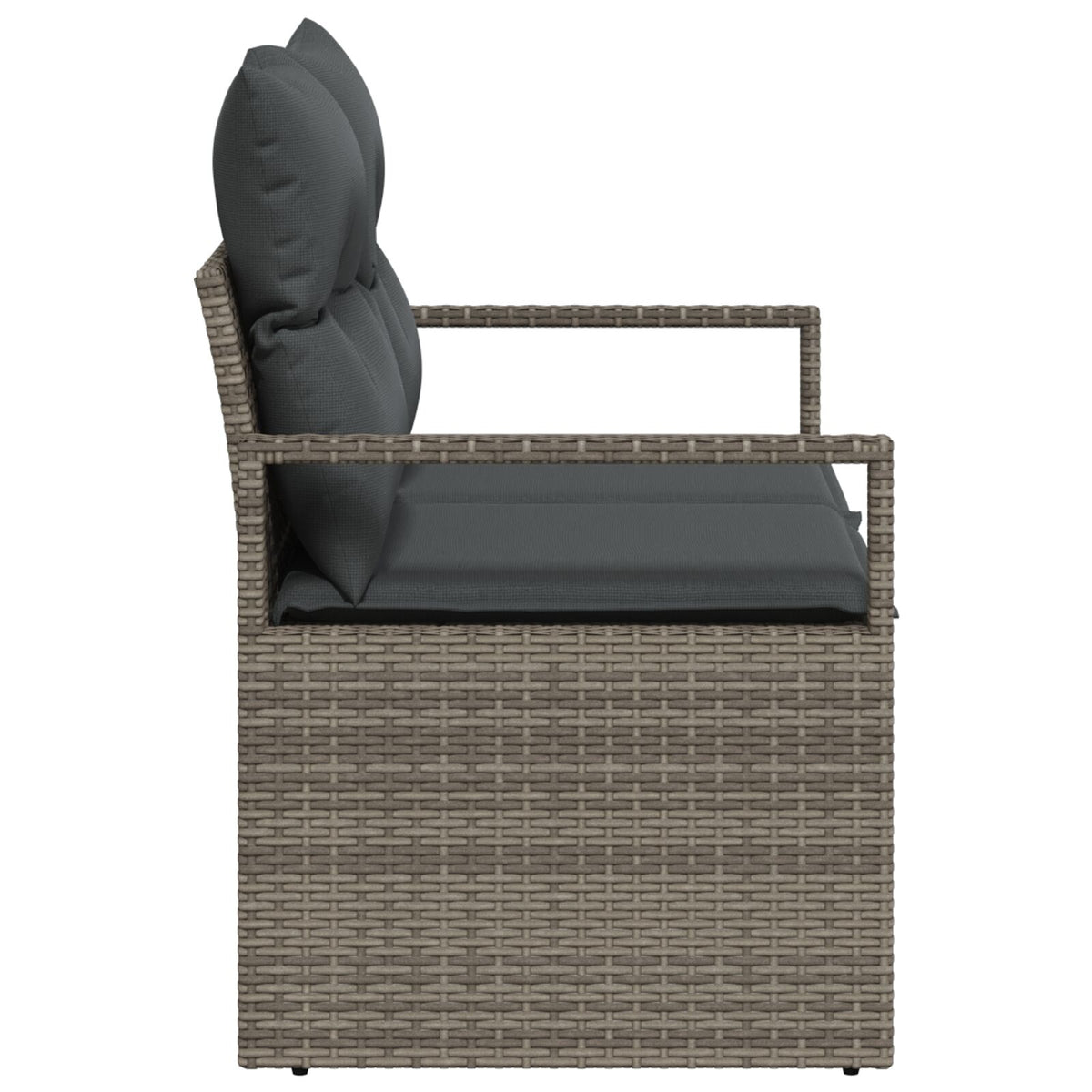 2-Sitzer Garten-Sofa mit Stauraum und Kissen Grau Poly Rattan