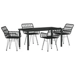 5-teilige Garten-Essgruppe Schwarz Poly Rattan