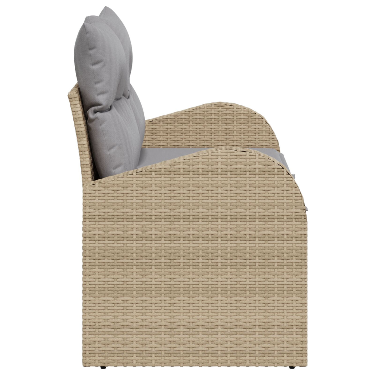 Zweisitzer Garten Sofa mit Stauraum & Kissen aus beigem Poly Rattan
