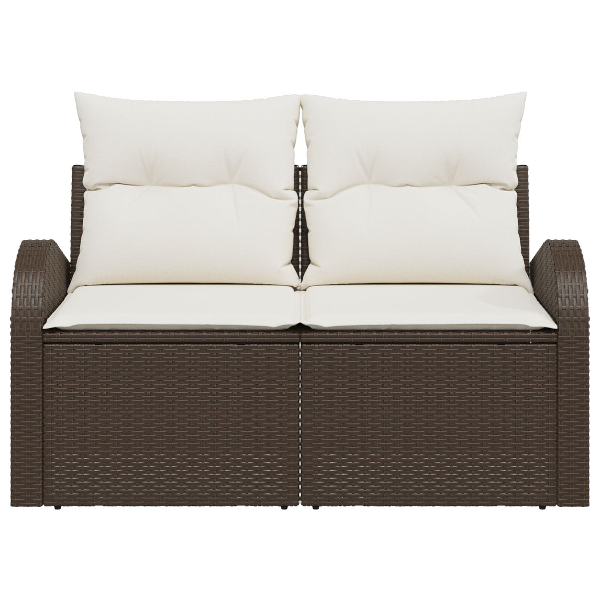 2-Sitzer Garten Sofa mit Kissen Braun Poly Rattan