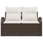 2-Sitzer Garten Sofa mit Kissen Braun Poly Rattan