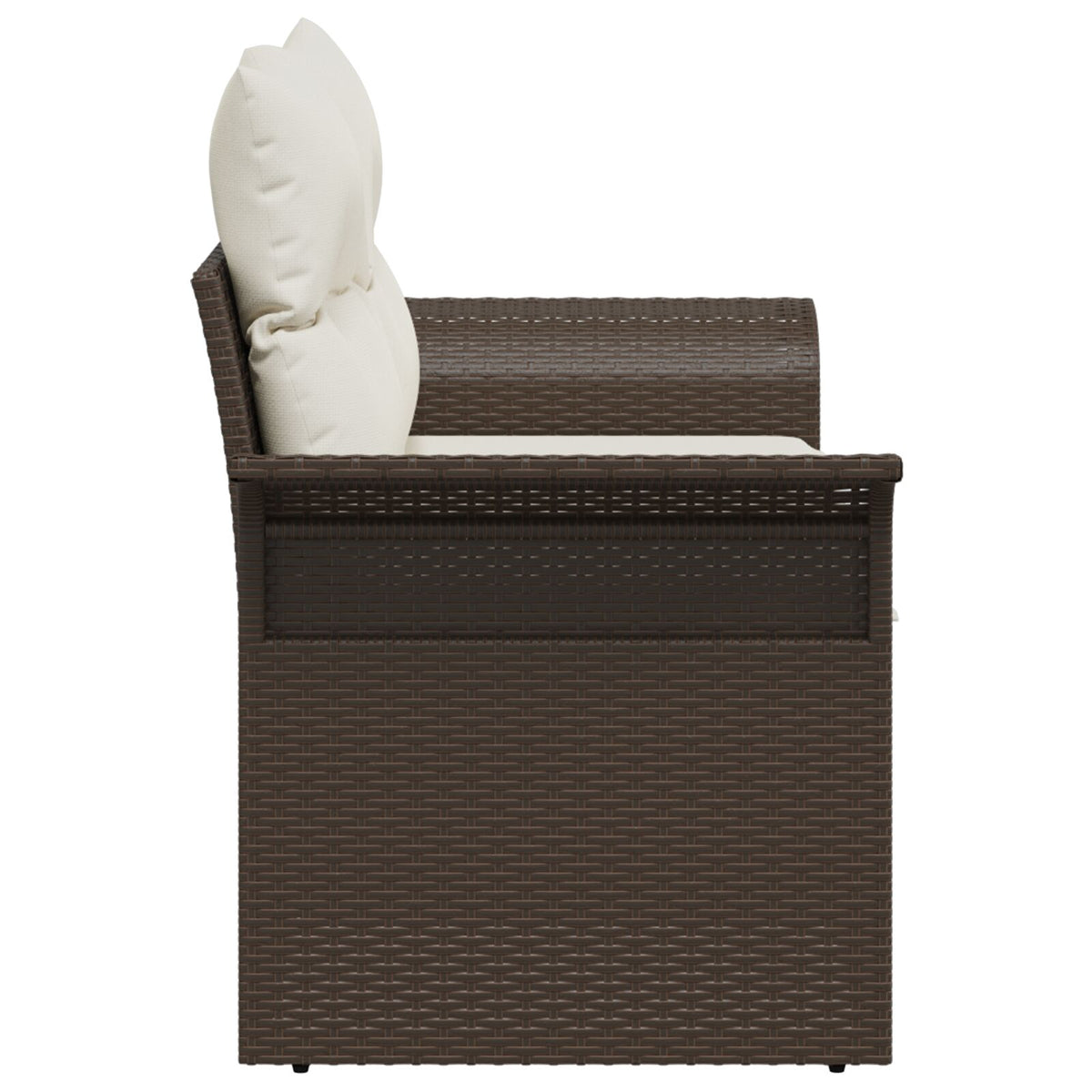 2-Sitzer Gartenbank mit Kissen Braun Poly-Rattan