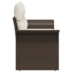2-Sitzer Gartenbank mit Kissen Braun Poly-Rattan