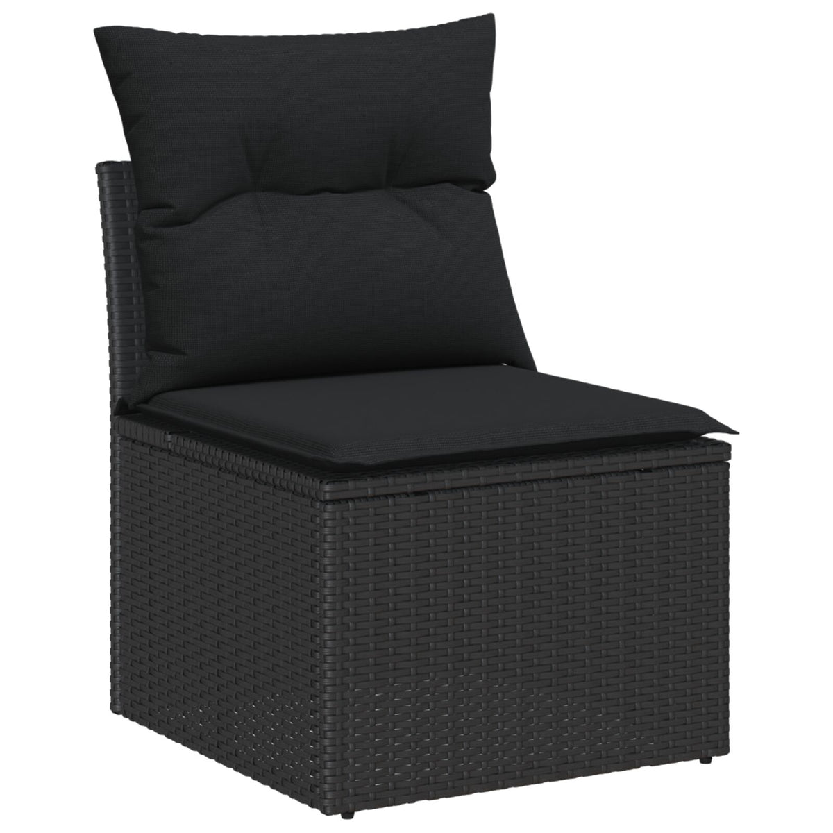 7-teiliges Garten Essgruppe mit Kissen Schwarz Poly Rattan Akazie
