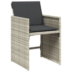 5-teiliges Garten-Essgruppen-Set mit Kissen, Hellgrau, Poly-Rattan