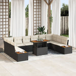 11-teiliges Garten-Essgruppen-Set mit Kissen Schwarz Poly-Rattan Akazie