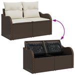 2-Sitzer Garten-Sofa mit Stauraum & Kissen Braun Poly-Rattan