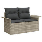 2-Sitzer Garten-Sofa mit Kissen Hellgrau Poly Rattan