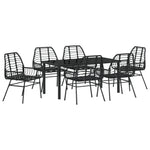 7-teilige Garten-Essgruppe Schwarz Poly-Rattan