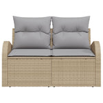 2-Sitzer Garten Sofa mit Kissen Beige Poly Rattan