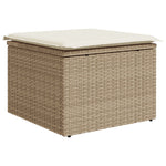 6-teiliges Garten-Essgruppen-Set mit Kissen Beige Poly-Rattan