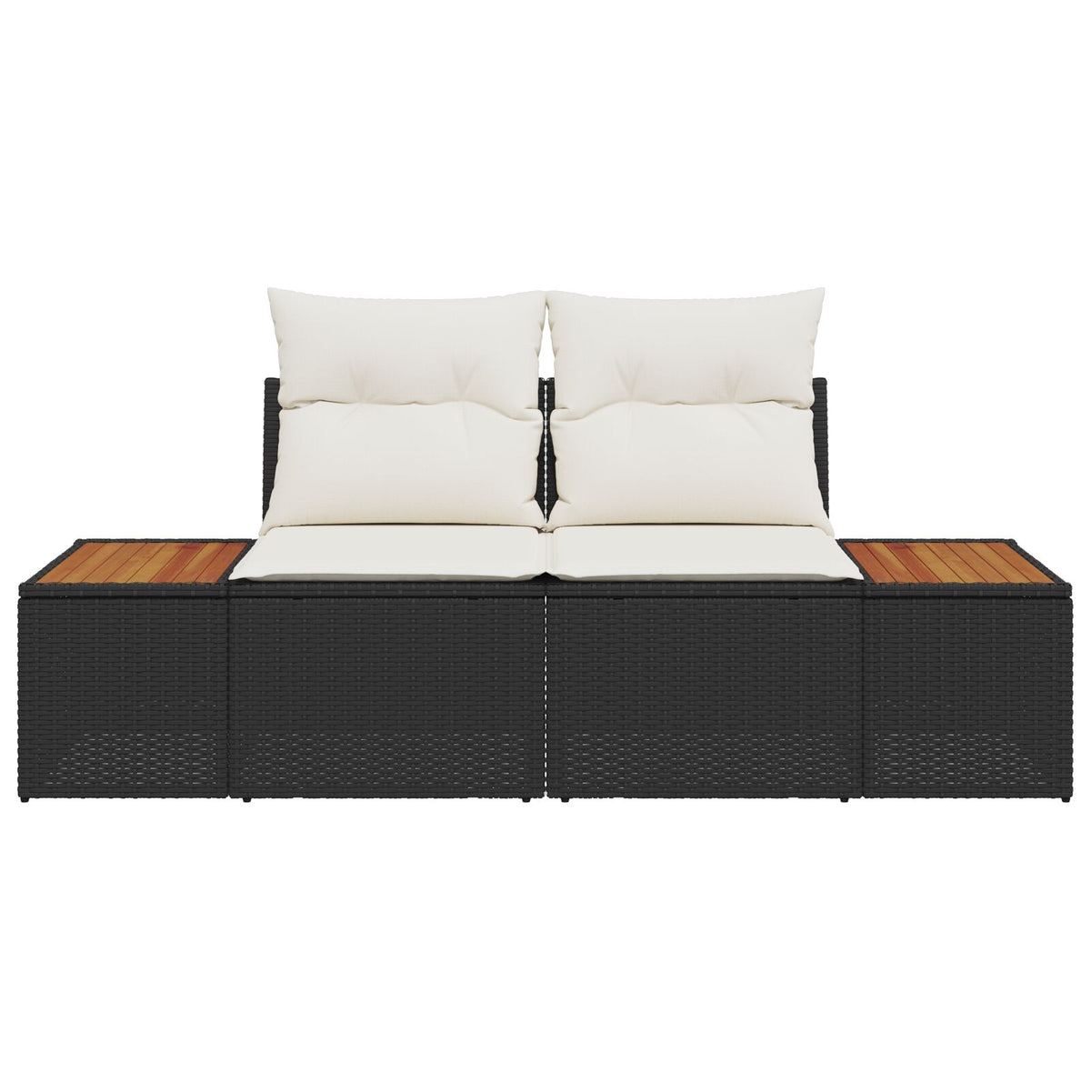 2-Sitzer Gartensofa mit Kissen Schwarz Poly Rattan