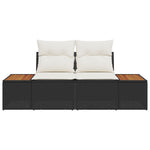 2-Sitzer Gartensofa mit Kissen Schwarz Poly Rattan