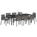 9-teiliges Garten-Essgruppen-Set Grau Poly-Rattan