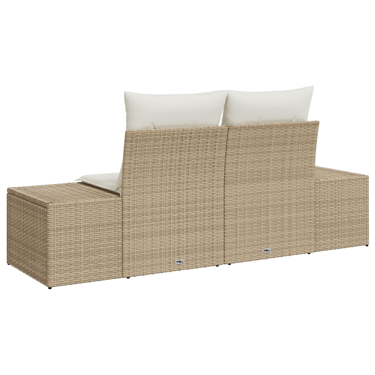 2-Sitzer Garten Sofa mit Stauraum & Kissen Beige Poly Rattan